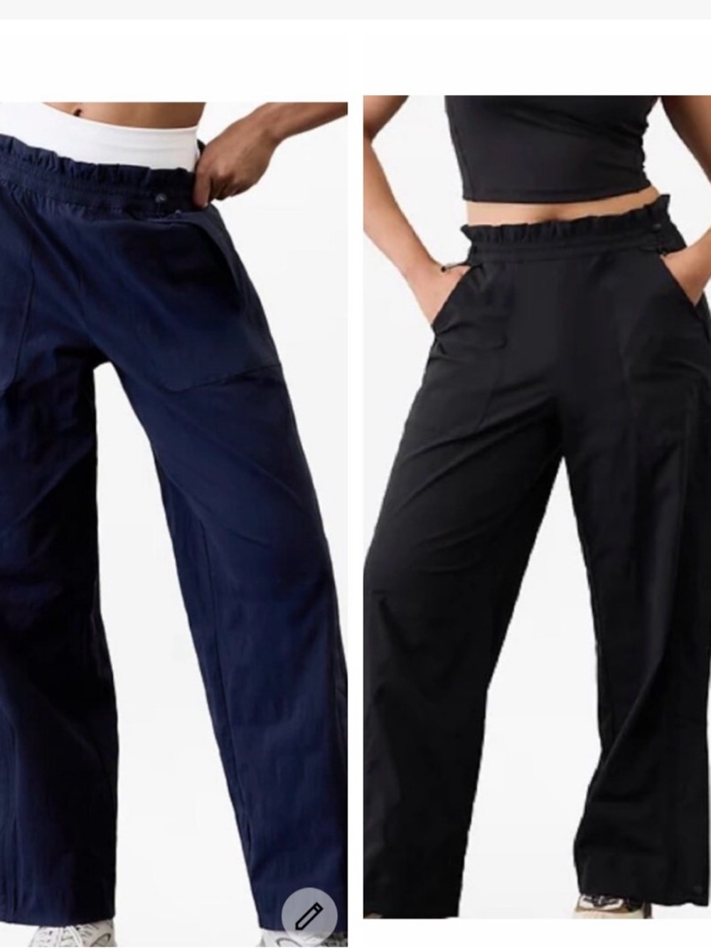 Athleta Trekkie Wide Leg Parachute  Pants BUNDLE- Black & Navy, size S